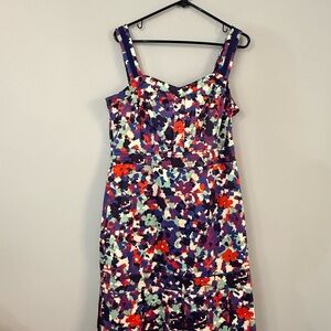 NWT- Tory Burch Multicolor Floral Midi Dress in Purple and Red